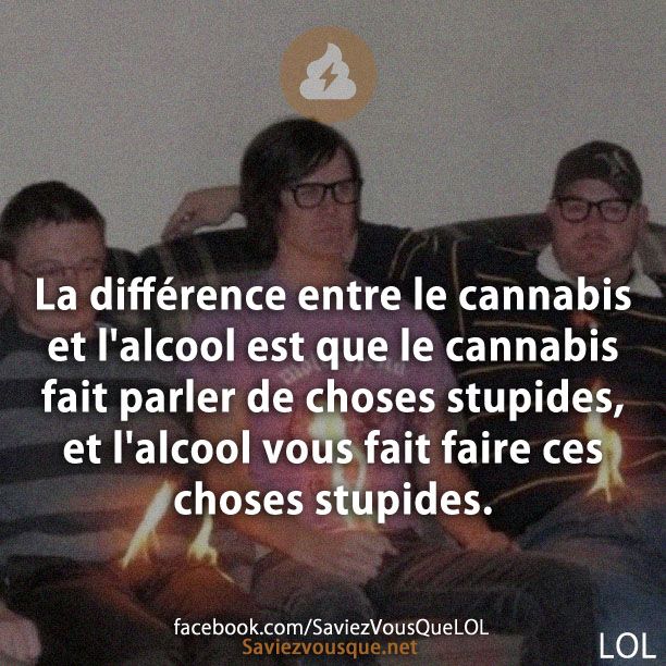 La différence entre le cannabis et l'alcool est que le cannabis fait parler de choses stupides, et l'alcool vous fait faire ces choses stupides.