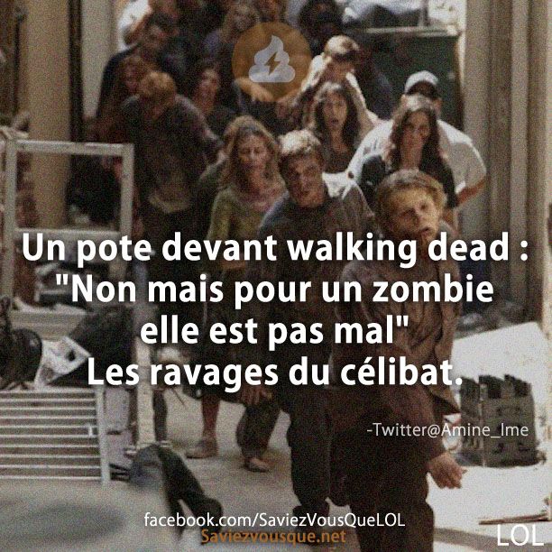 Un pote devant walking dead : "Non mais pour un zombie elle est pas mal" Les ravages du célibat