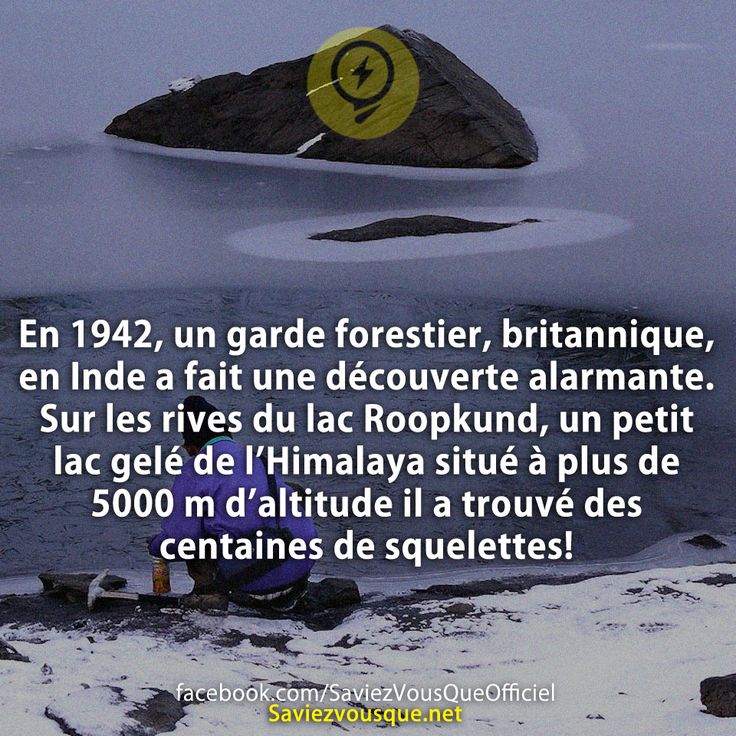 En 1942, un garde forestier, britannique, en Inde a fait une découverte alarmante. Sur les rives du lac Roopkund, un petit lac gelé de l’Himalaya situé à plus de 5000 m d’altitude il a trouvé des centaines de squelettes!