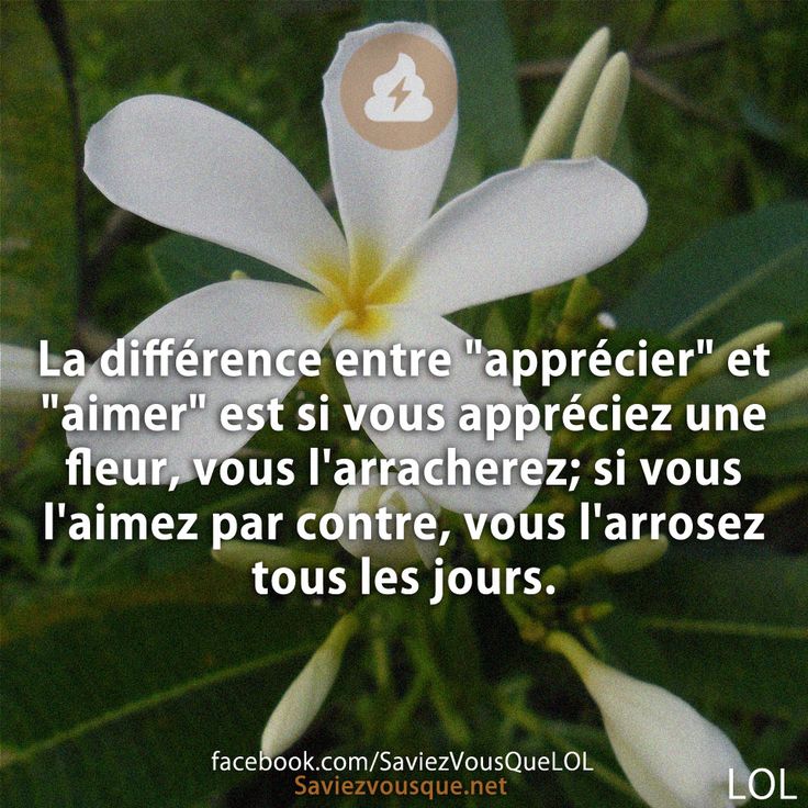 La différence entre "apprécier" et "aimer" est si vous appréciez une fleur, vous l'arracherez; si vous l'aimez par contre, vous l'arrosez tous les jours.