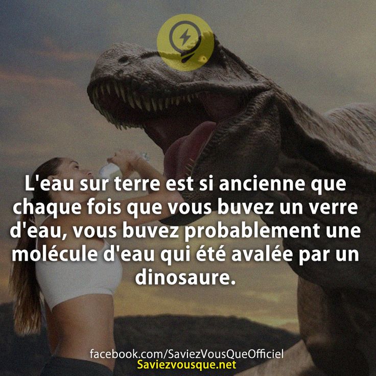 L'eau sur terre est si ancienne que chaque fois que vous buvez un verre d'eau, vous buvez probablement une molécule d'eau qui été avalée par un dinosaure.