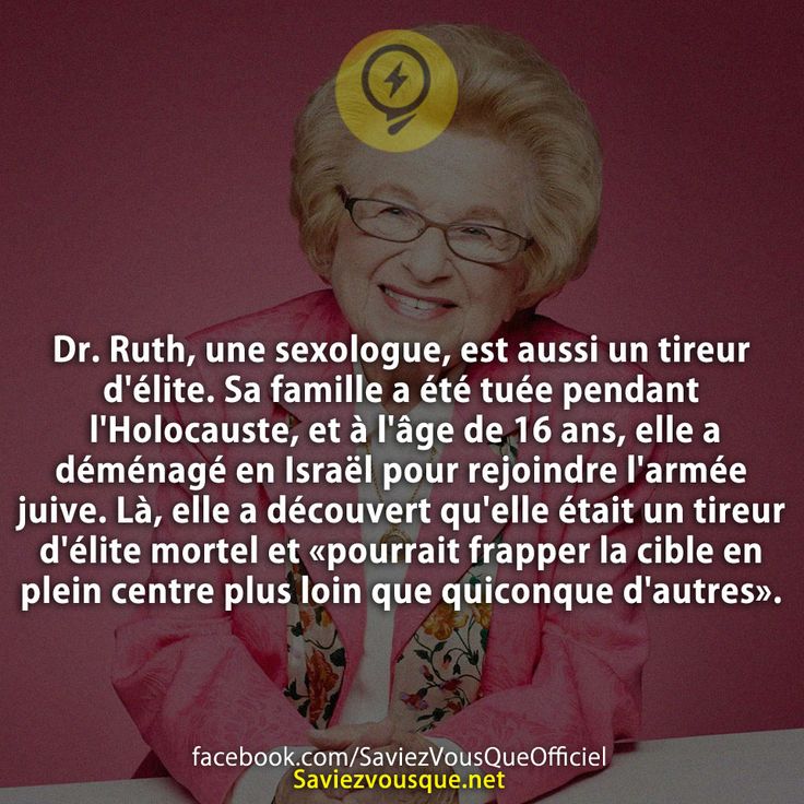 Dr. Ruth, une sexologue, est aussi un tireur d&#039;élite. Sa famille a été tuée pendant l&#039;Holocauste, et à l&#039;âge de 16 ans, elle a déménagé en Israël pour rejoindre l&#039;armée juive. Là, elle a découvert qu&#039;elle était un tireur d&#039;élite mortel et &quot;pourrait frapper la cible en plein centre plus loin que quiconque d&#039;autres ».