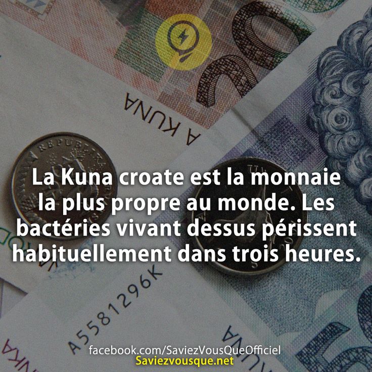 La Kuna croate est la monnaie la plus propre au monde. Les bactéries vivant dessus périssent habituellement dans trois heures.
