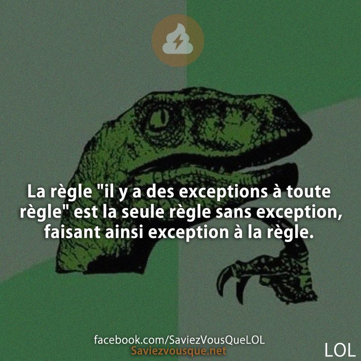 La règle "il y a des exceptions à toute règle" est la seule règle sans exception, faisant ainsi exception à la règle.
