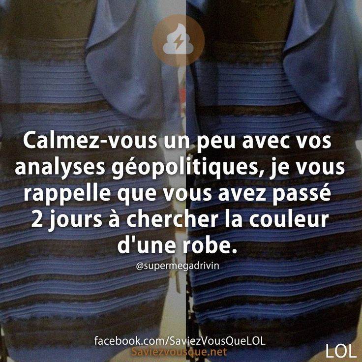 Calmez-vous un peu avec vos analyses géopolitiques, je vous rappelle que vous avez passé 2 jours à chercher la couleur d'une robe.