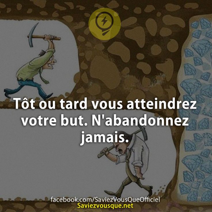 Tôt ou tard vous atteindrez votre but. N&#039;abandonnez jamais.