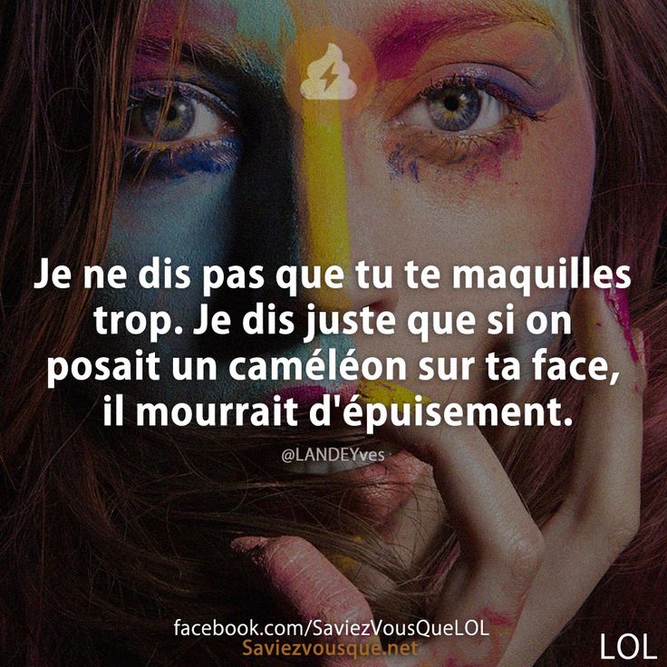 Je ne dis pas que tu te maquilles trop. Je dis juste que si on posait un caméléon sur ta face, il mourrait d&#039;épuisement.