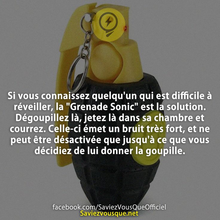 Si vous connaissez quelqu&#039;un qui est difficile à réveiller, la &quot;Grenade Sonic&quot; est la solution. Dégoupillez là, jetez là dans sa chambre et courrez. Celle-ci émet un bruit très fort, et ne peut être désactivée que jusqu&#039;à ce que vous décidiez de lui donner la goupille.
