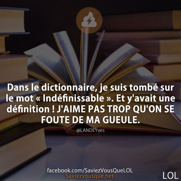 Dans le dictionnaire, je suis tombé sur le mot « Indéfinissable ». Et y'avait une définition ! J'AIME PAS TROP QU'ON SE FOUTE DE MA GUEULE.