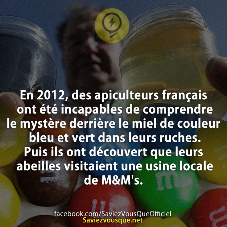 En 2012, des apiculteurs français ont été incapables de comprendre le mystère derrière le miel de couleur bleu et vert dans leurs ruches. Puis ils ont découvert que leurs abeilles visitaient une usine locale de M&amp;M&#039;s.