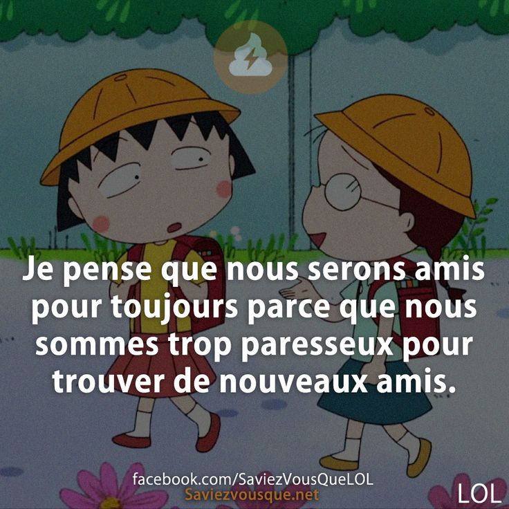 Je pense que nous serons amis pour toujours parce que nous sommes trop paresseux pour trouver de nouveaux amis.