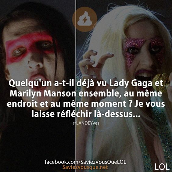 Quelqu'un a-t-il déjà vu Lady Gaga et Marilyn Manson ensemble, au même endroit et au même moment ? Je vous laisse réfléchir là-dessus...