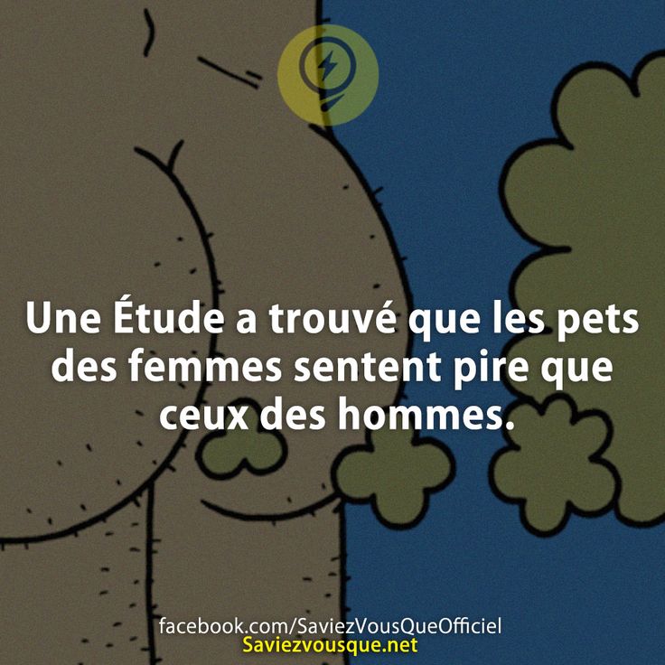 Une Étude a trouvé que les pets des femmes sentent pire que ceux des hommes.