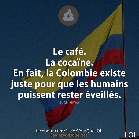Le café. La cocaïne. En fait, la Colombie existe juste pour que les humains puissent rester éveillés.