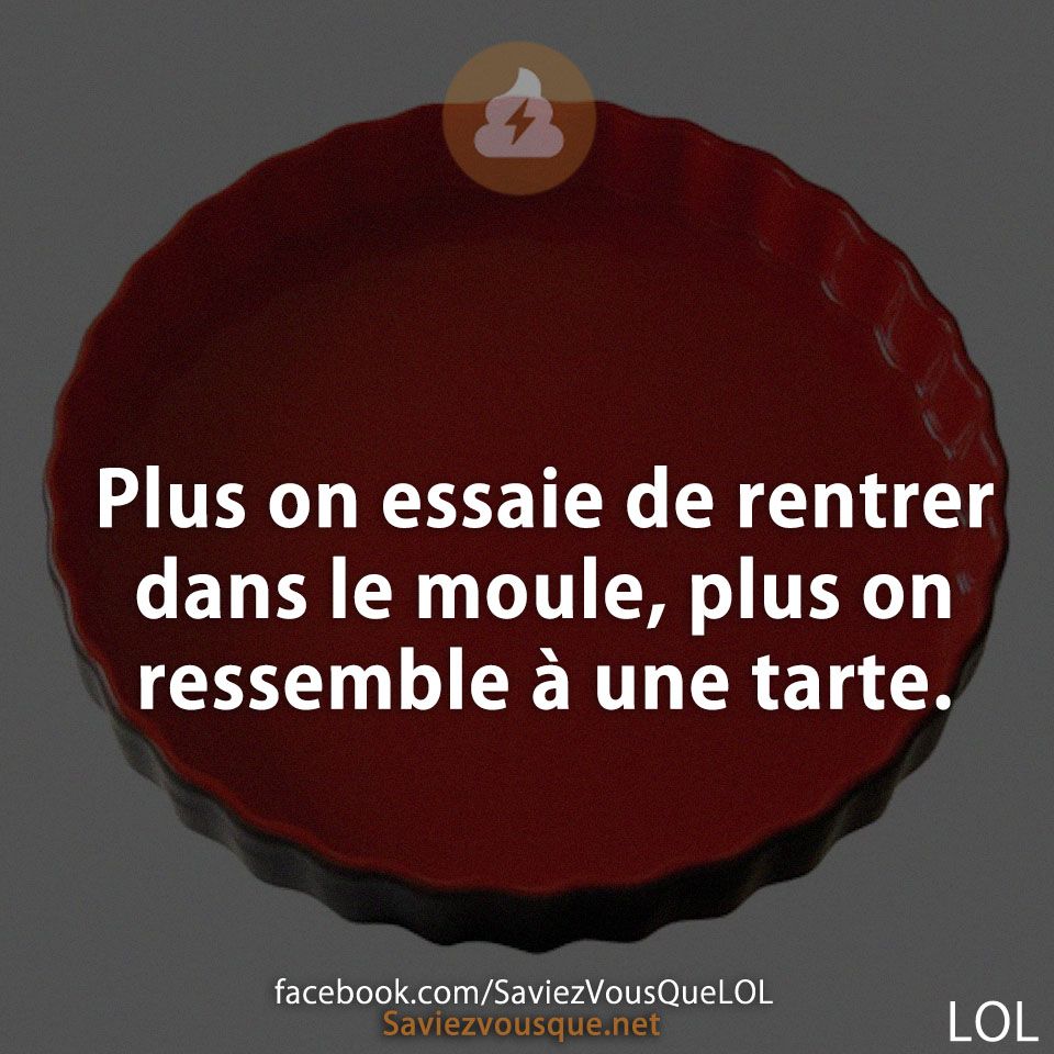 Plus on essaie de rentrer dans le moule, plus on ressemble à une tarte.