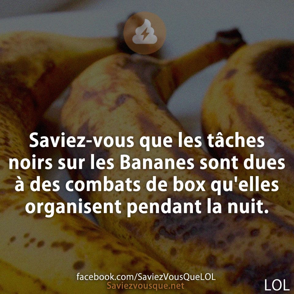 Saviez-vous que les tâches noirs sur les Bananes sont dues à des combats de box qu&#039;elles organisent pendant la nuit.