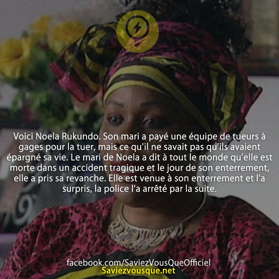 Voici Noela Rukundo. Son mari a payé une équipe de tueurs à gages pour la tuer, mais ce qu&#039;il ne savait pas qu&#039;ils avaient épargné sa vie. Le mari de Noela a dit à tout le monde qu&#039;elle est morte dans un accident tragique et le jour de son enterrement, elle a pris sa revanche. Elle est venue à son enterrement et l&#039;a surpris, la police l&#039;a arrêté par la suite.