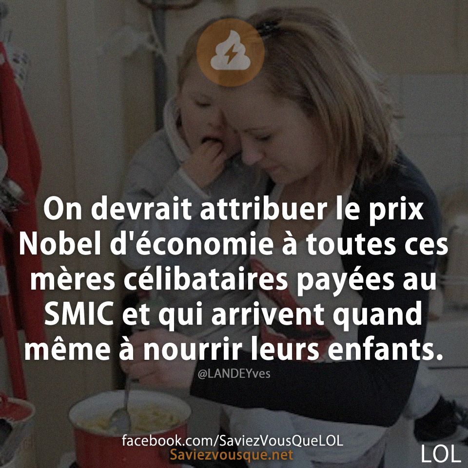 On devrait attribuer le prix Nobel d&#039;économie à toutes ces mères célibataires payées au SMIC et qui arrivent quand même à nourrir leurs enfants.