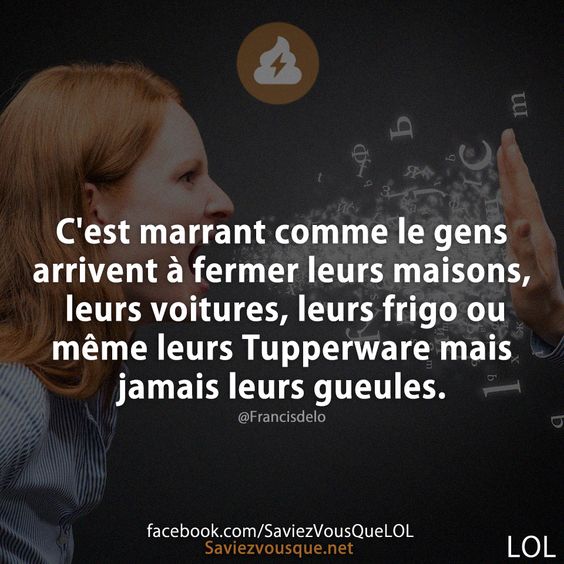 C&#039;est marrant comme le gens arrivent à fermer leurs maisons, leurs voitures, leurs frigo ou même leurs Tupperware mais jamais leurs gueules.