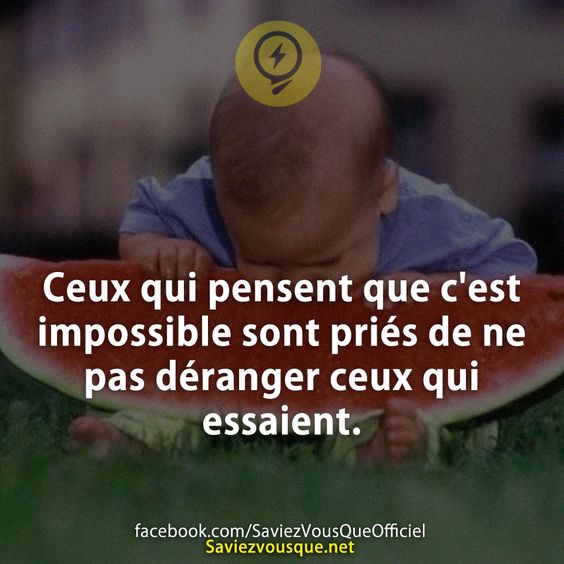 Ceux qui pensent que c&#039;est impossible sont priés de ne pas déranger ceux qui essaient.