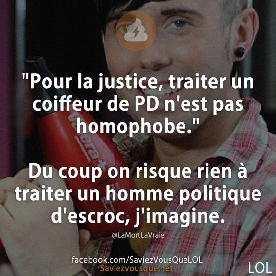&quot;Pour la justice, traiter un coiffeur de PD n&#039;est pas homophobe.&quot;  Du coup on risque rien à traiter un homme politique d&#039;escroc, j&#039;imagine.