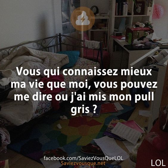 Vous qui connaissez mieux ma vie que moi, vous pouvez me dire ou j&#039;ai mis mon pull gris ?