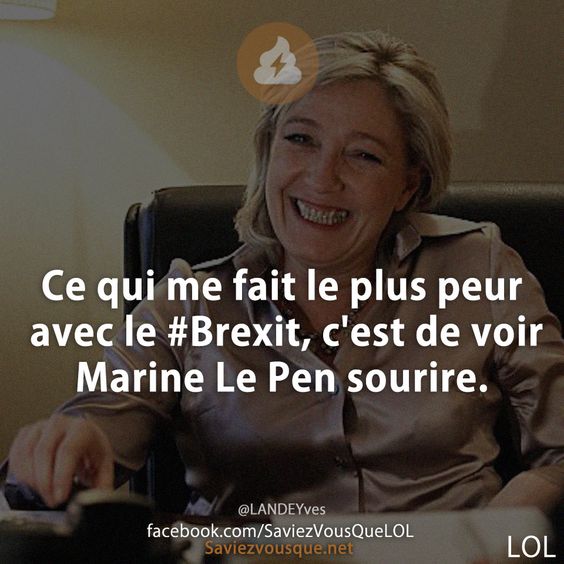 Ce qui me fait le plus peur avec le #Brexit, c'est de voir Marine Le Pen sourire.