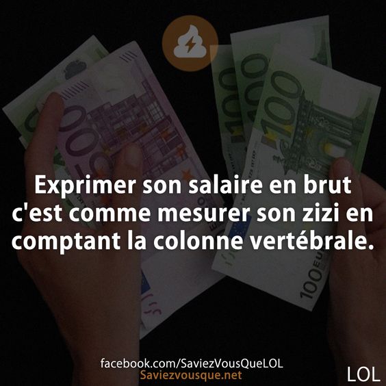 Exprimer son salaire en brut c'est comme mesurer son zizi en comptant la colonne vertébrale.