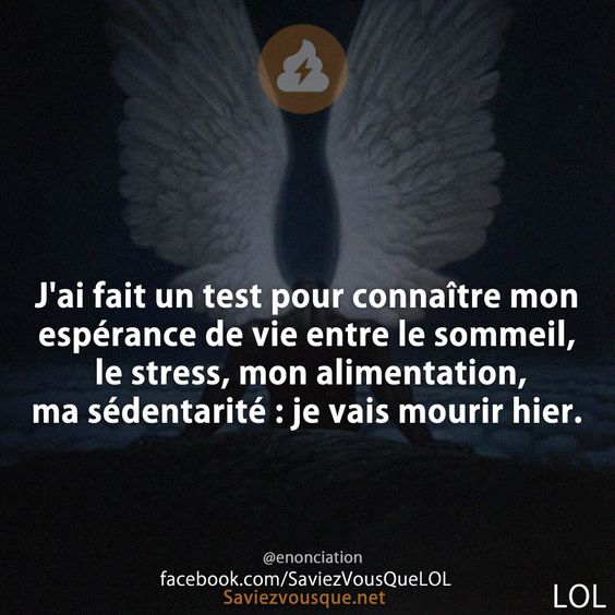 J&#039;ai fait un test pour connaître mon espérance de vie entre le sommeil, le stress, mon alimentation, ma sédentarité : je vais mourir hier.
