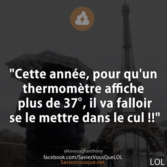 &quot;Cette année, pour qu&#039;un thermomètre affiche plus de 37°, il va falloir se le mettre dans le cul !!&quot;