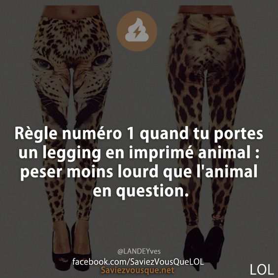 Règle numéro 1 quand tu portes un legging en imprimé animal : peser moins lourd que l&#039;animal en question.