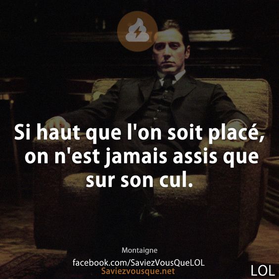 Si haut que l'on soit placé, on n'est jamais assis que sur son cul.