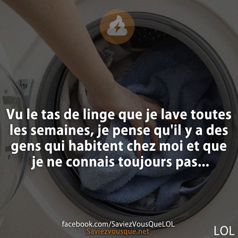 Vu le tas de linge que je lave toutes les semaines, je pense qu&#039;il y a des gens qui habitent chez moi et que je ne connais toujours pas...