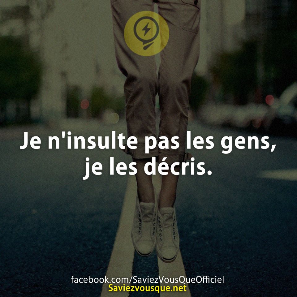 Je n&#039;insulte pas les gens, je les décris.