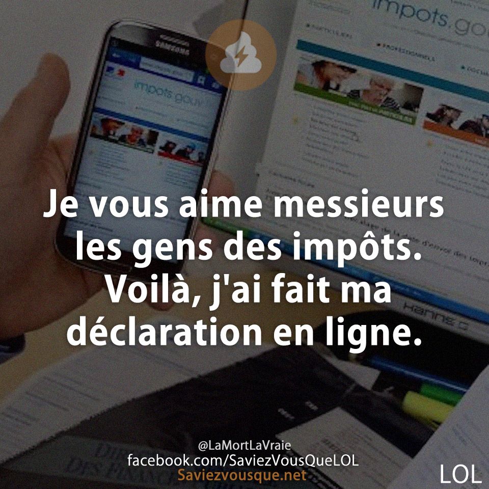 Je vous aime messieurs les gens des impôts. Voilà, j'ai fait ma déclaration en ligne.