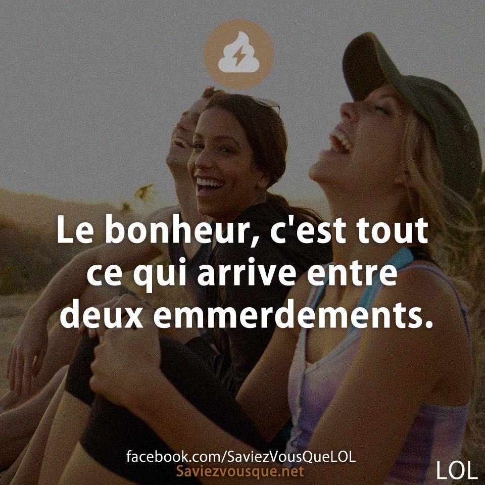 Le bonheur, c'est tout ce qui arrive entre deux emmerdements.