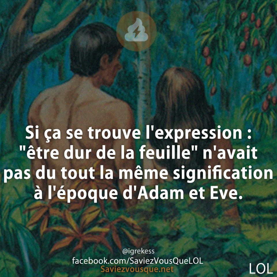 Si ça se trouve l&#039;expression : &quot;être dur de la feuille&quot; n&#039;avait pas du tout la même signification à l&#039;époque d&#039;Adam et Eve.