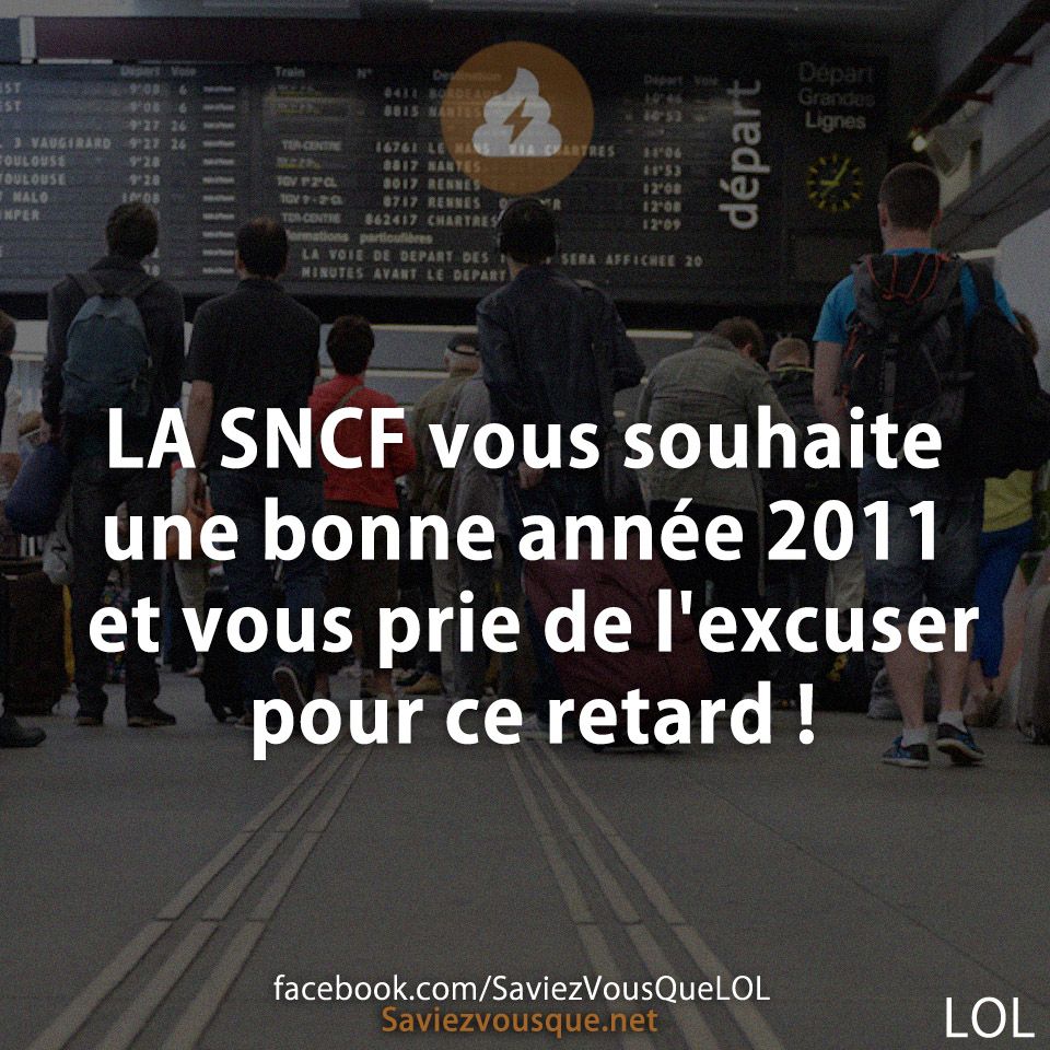 LA SNCF vous souhaite une bonne année 2011 et vous prie de l'excuser pour ce retard !