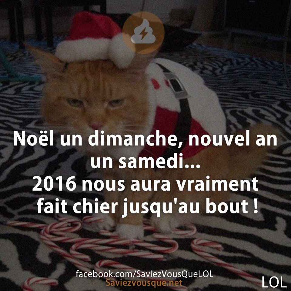 Noël un dimanche, nouvel an un samedi... 2016 nous aura vraiment fait chier jusqu'au bout !