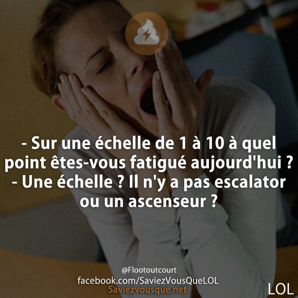 - Sur une échelle de 1 à 10 à quel point êtes-vous fatigué aujourd&#039;hui ? - Une échelle ? Il n&#039;y a pas escalator ou un ascenseur ?