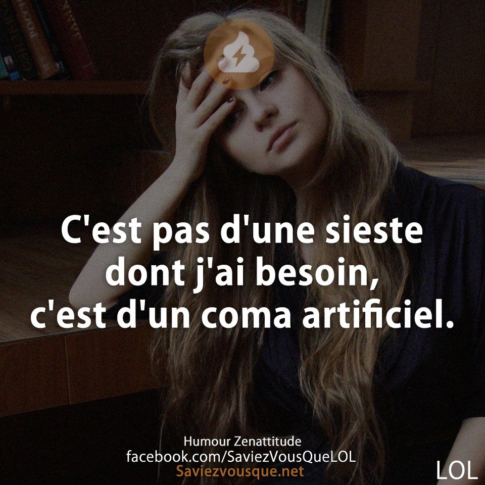 C&#039;est pas d&#039;une sieste dont j&#039;ai besoin, c&#039;est d&#039;un coma artificiel.