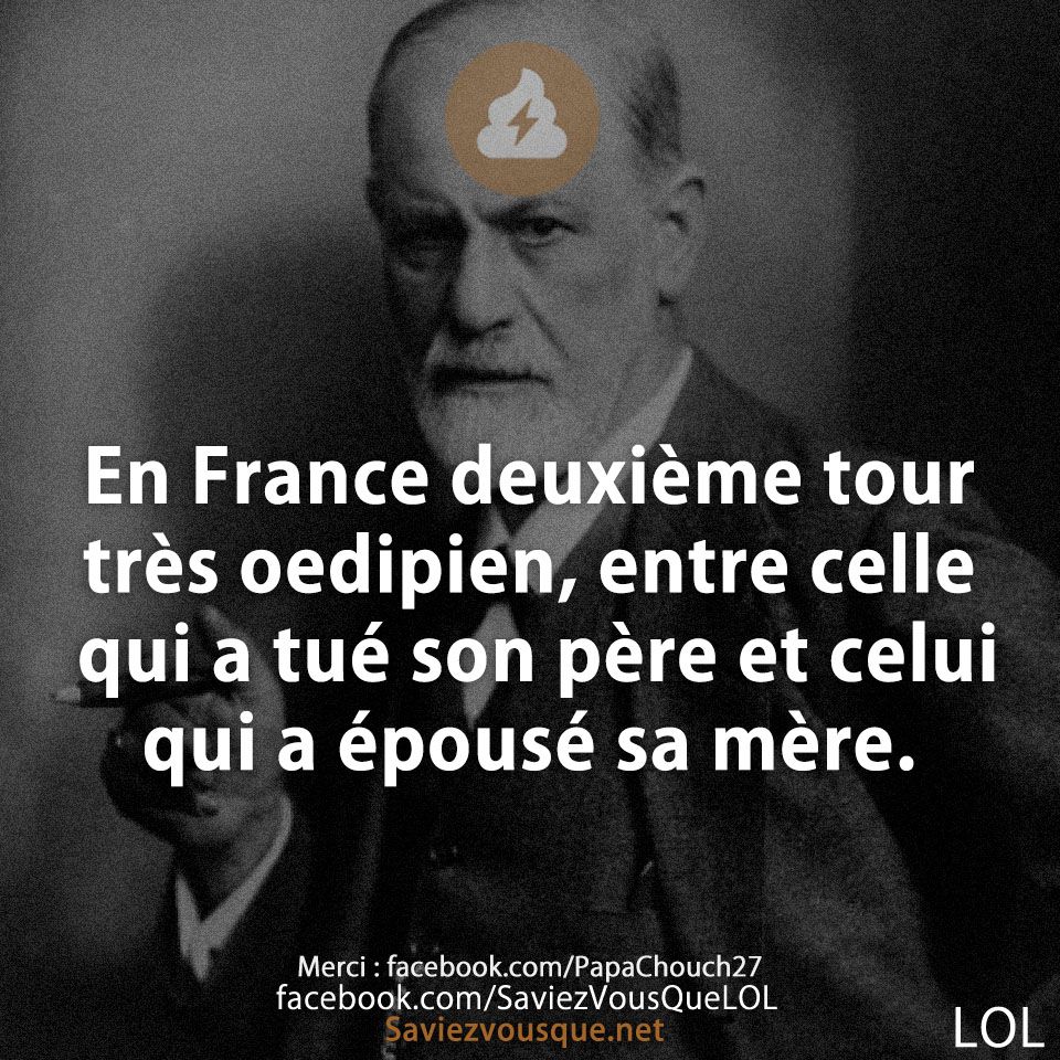 En France deuxième tour très oedipien, entre celle qui a tué son père et celui qui a épousé sa mère.
