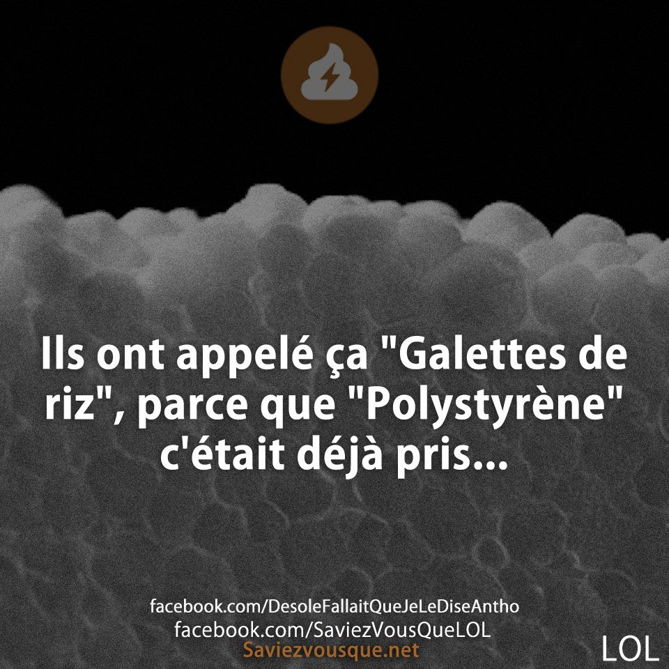 Ils ont appelé ça &quot;Galettes de riz&quot;, parce que &quot;Polystyrène&quot; c&#039;était déjà pris...