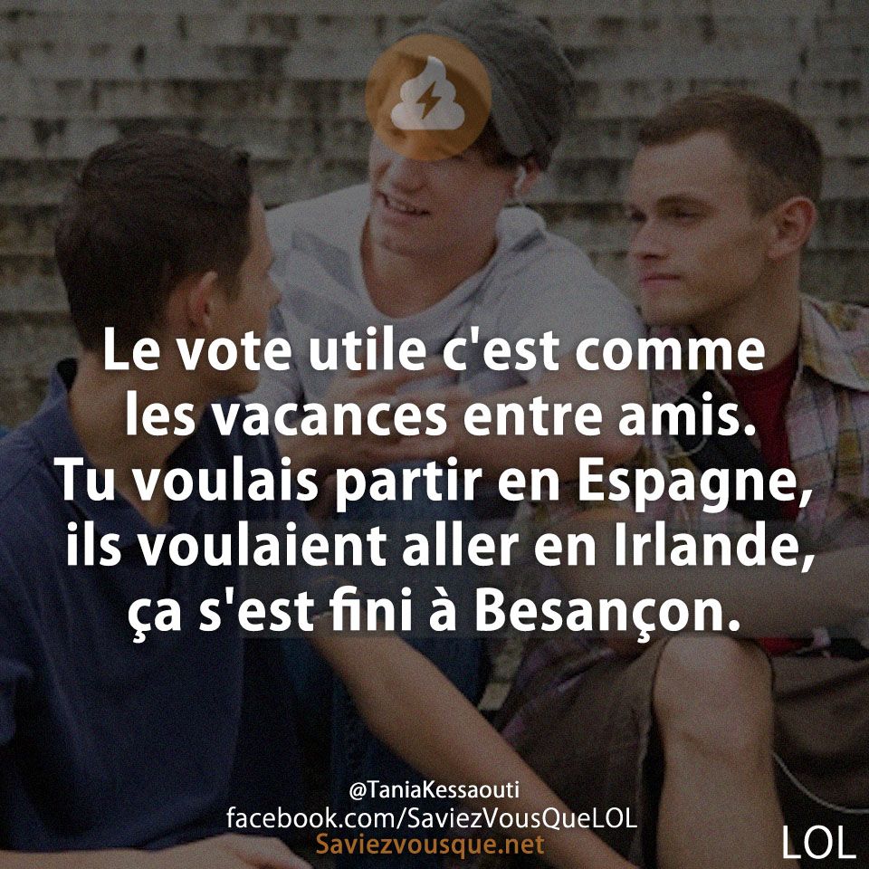 Le vote utile c&#039;est comme les vacances entre amis. Tu voulais partir en Espagne, ils voulaient aller en Irlande, ça s&#039;est fini à Besançon.