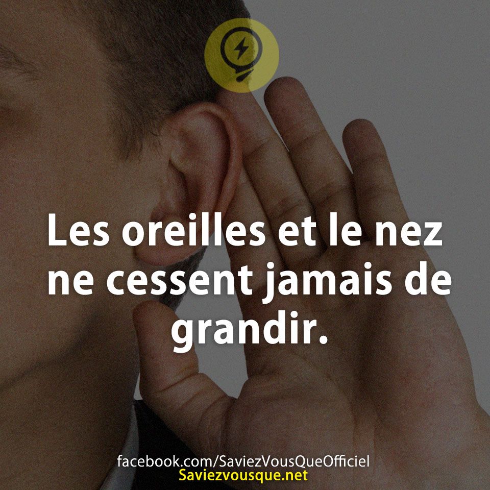 Les oreilles et le nez ne cessent jamais de grandir.