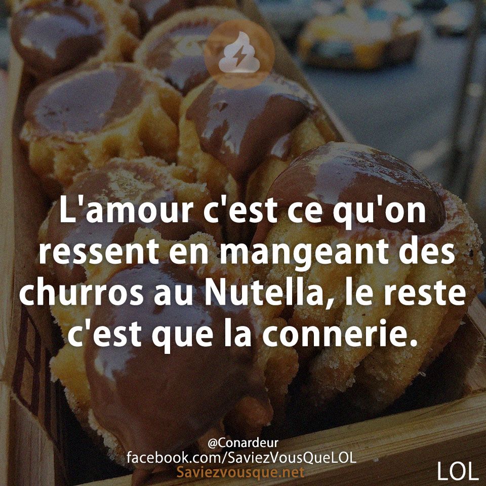 L&#039;amour c&#039;est ce qu&#039;on ressent en mangeant des churros au Nutella, le reste c&#039;est que la connerie.