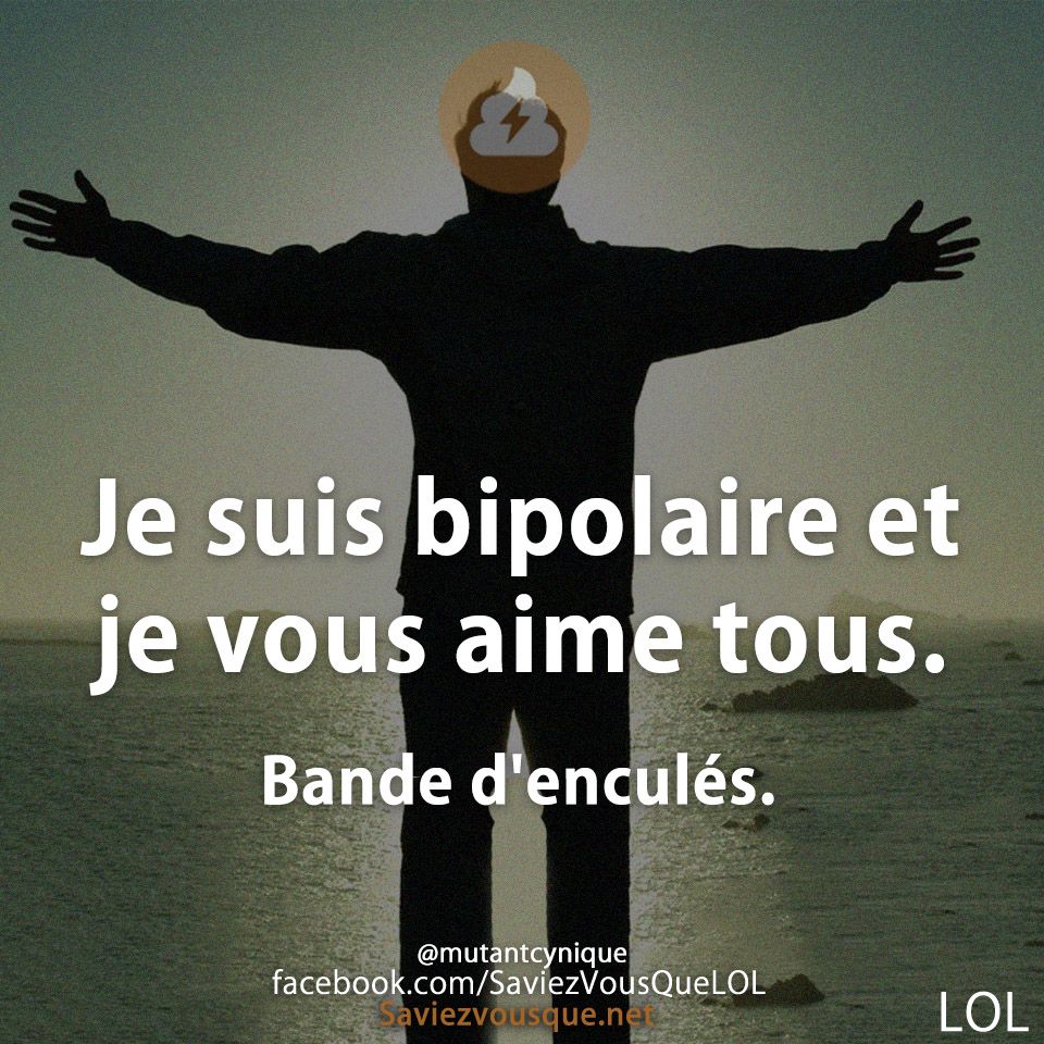 Je suis bipolaire et je vous aime tous. bande d&#039;enculés
