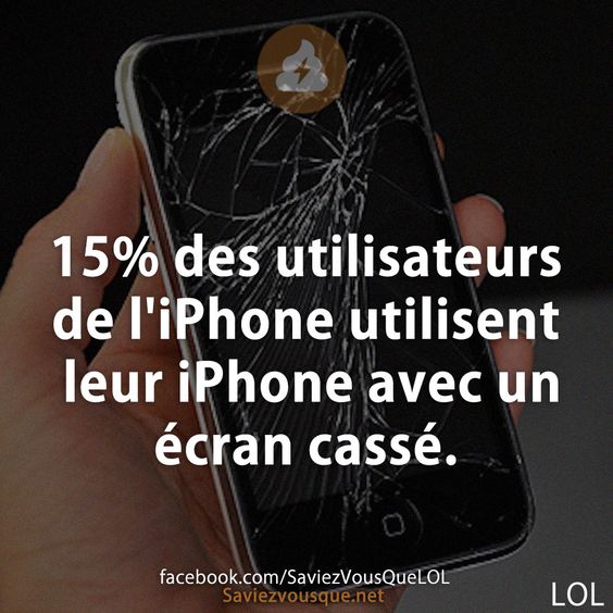 15% des utilisateurs de l'iPhone utilisent leur iPhone avec un écran cassé.