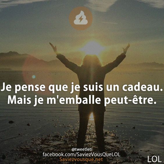 Je pense que je suis un cadeau. Mais je m&#039;emballe peut-être.