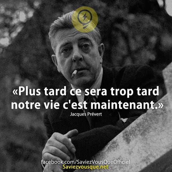 «Plus tard ce sera trop tard notre vie c&#039;est maintenant.»